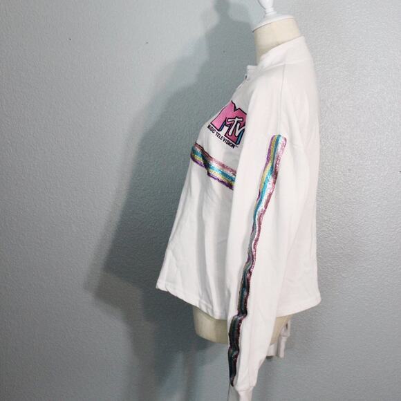 MTV Glitter Rainbow Crop 1/4 Zip Sweatshirt Size XXL - Picture 4 of 10